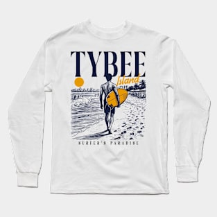 Vintage Surfing Tybee Island, Georgia // Retro Surfer Sketch // Surfer's Paradise Long Sleeve T-Shirt